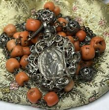 † ENORMOUS 1700S SCARCE ANTIQUE ST ANTHONY FRANCIS GENUINE CORAL CHAPLET ROSARY† picture