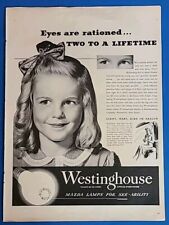 1945 Westinghouse Mazda Lamps Vtg 1940's Magazine Print Ad Eyes are rationed... picture