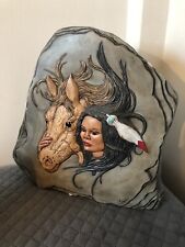 Native American Women Horse Home Decor Joyce Colorful Rock Ceramic Chips picture