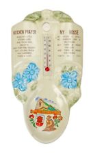 Gibraltar Souvenir Vtg Kitchen Prayer Wall Plaque Thermometer Ceramic 7.75” x 4. picture