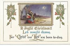 Joyful Christmas Holy Family Joseph Mary Jesus Religious Unposted Postcard VTG picture
