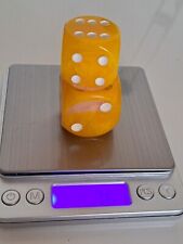 TWO Vintage XL 76g Translucent  Yellow Dice BIG 3,5 and 3cm  Bakelite Polyresin picture
