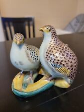 Japanese Kutani Figural Group Two Quail Birds on Corn c 1900 Free S&H picture