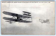1910's WRIGHT'S AEROPLANE USED BY HOXSEY FLIGHT HALETHORPE BALTIMORE MD POSTCARD picture