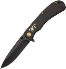 Browning Rivet Black Smooth Micarta Folding D2 Steel Pocket Knife 0474 picture