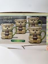 Vintage 1975 ceramic Teddy Bear Mug set O 4 w Honey Pot JSNY HandPainted Earthen picture