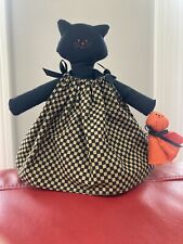 Vintage Halloween Black Cat Dress Cloth Doll Weighted Overly Raker Pumpkin Ghost picture