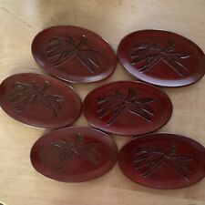 Japanese lacquer Kamakura-Bori Carved wooden 6 plate set Japanese culture#9 picture