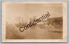 Real Photo Towing Canal Dredge At Brewerton NY Erie Canal New York RP RPPC D404 picture