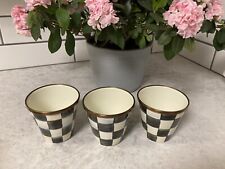 Mackenzie Childs courtly check enamel herb pots checkerboard black white set 3 picture