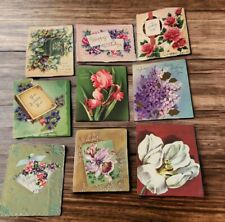 VTG Birthday Card Lot 1940s/50s Flower Floral Theme Used (were In Scrapbook) picture