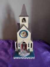 Rare Vintage Raylite Christmas Church Cathedralt Night Light Up Displayw/clock picture