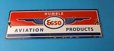Vintage Esso Gasoline Sign - Humble Aviation Service Station Porcelain Gas Sign picture