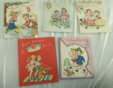 Vintage Children's Birthday Cards Kids Theme Lot Of 5 picture