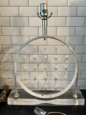 Beautiful Vintage MCM OOAK 1970’s Round French Style Lucite & Chrome Accent Lamp picture