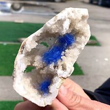 219G Rare Moroccan blue magnesite and quartz crystal coexisting specimen picture