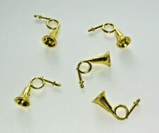 French Horn Christmas Ornament Mini Instrument Gold Plastic Miniature 1 3/4