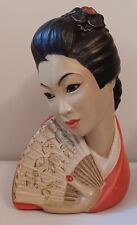 Vintage Marwal Chalkware Bust Japanese Geisha Statue by Brower Dated 1965 RARE picture