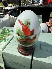 1984 Avon Porcelain CARDINAL Egg WINTER SPARKLES WITH BOLD BEAUTY Vintage In Box picture