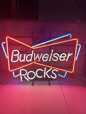 RARE Vintage BUDWEISER ROCKS Beer Neon Sign Light Bar Decor - Read Description picture