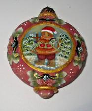 G Debrekht Girl Child with Rocking Horse Hand Painted Christmas Ornament Mint picture