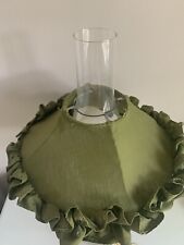 Antique Green Fabric Hurricane Oil Lamp Chimney Shade 12” Wide picture