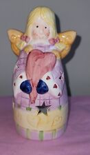 Vintage Dicksons Ceramic Angel With Heart Candle Holder 7