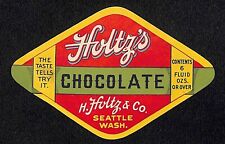 Holtz's Chocolate Beverage Label Seattle, EA c1930's VGC Scarce picture