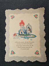 Unique Vintage Valentines Card 1922 Humorous Girl With Bird  picture