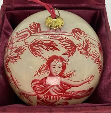 Pierre Deux French Country Glass Hand Painted Christmas Ornaments Red/Cream  picture