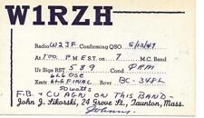 QSL  1949 Taunton MA   radio card picture