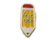 Love To Teach Lettered Pencil Pin Gold Tone picture