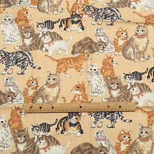 Vintage Cats Allover Fabric Hi Fashion Cotton 1 YD picture