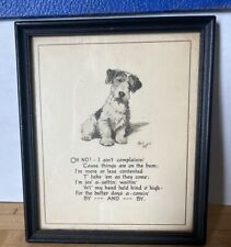 Vintage Framed Verse Poem Litho Print Sweet Poem Signed Puppy 5.5x6.5
