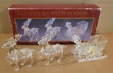 VTG • Reindeer & Sleigh Christmas Figure w/ Gold Accent Chains • Acrylic • 13