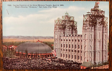 Vintage Postcard 1907-1915 Laying Capstone, Mormon Temple, Salt Lake City, Utah picture