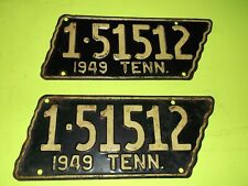 ANTIQUE MATCHING PAIR 1949 TENNESSEE LICENSE PLATES picture