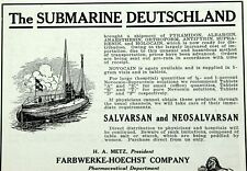 1917 THE SUBMARINE DEUTSCHLAND Advertising Original Vintage Antique Print Ad picture