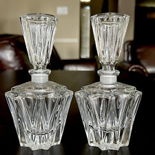 Vtg Lead Crystal Faceted Perfume Bottle Western Germany 2pcs Collectible Bottles picture