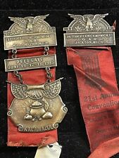 Vintage 1915 G.A.R. Grand Army of Republic Badge lot - Kalamazoo & Jackson MI picture
