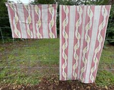 Vintage Barkcloth Fabric Lot Of 2 Curtain Remnants Floral picture