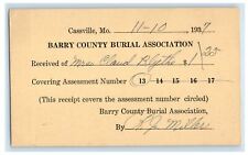 1937 Barry County Burial Association Advertising Cassville Missouri MO Postcard picture