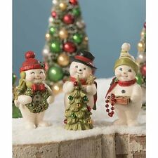 Bethany Lowe Christmas Cheer~Trimming the Tree~Deck the Halls Snowman ~ Set of 3 picture