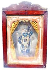 Vintage Litho Print In Box Frame Shreenathji Cut Out On Hardboard Hindu Mytholog picture