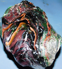 11.3oz Orange & Cranberry Opaque Antique Recycled Slag Glass from Pittsburgh PA picture
