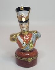Limoges China French Soldier Trinket Box Bust Gold Accents Cabinet/Vanity Piece  picture
