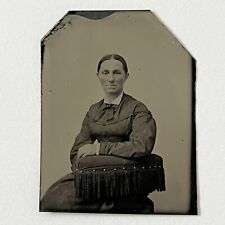 Antique Tintype Photograph Lovely Modest Woman picture