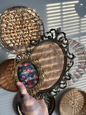 Vintage Victorian Ornate Brass Wall Hanging Oval Picture Frames Metal picture