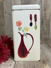 Vintage Ransburg Hand Painted Metal Cannister With Lid picture
