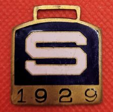Antique 1929 University of Scranton Royals Brass Enamel Watch Fob Robbins Co S4 picture